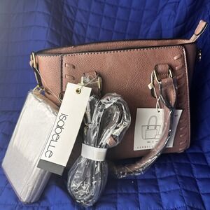 Isabelle 2pc Set Mauve Pink Pebbled Faux Lthr Satchel & Wallet NWT Began Bag